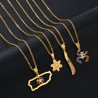 Anniyo(1Piece)Puerto Rico Map Flowers Masks Traditional Symbol PR Frog Necklaces For Women Girls Stainless Steel Jewelry #520462