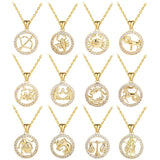 12 Zodiac Signs Necklace Copper Gold Plated Zodiac Signs Pendant Chain Ladies Necklace Birthday Jewelry Ladies Jewelry
