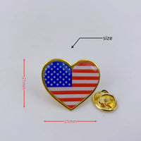 Heart Shaped American Flag Lapel Pin - Enamel Patriotic Badge for Suit Blazer - USA Flag Pins Bulk