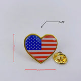 Heart Shaped American Flag Lapel Pin - Enamel Patriotic Badge for Suit Blazer - USA Flag Pins Bulk