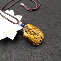Natural Tiger Eye Stone Money Turtle Pendant Unisex Dragon Turtle Hanging Ornament a Grade Jewelry Accessory from Mainland China
