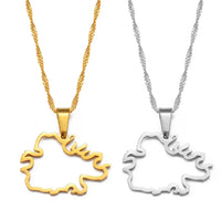 Anniyo Antigua Outline Pendant Necklaces for Women Girls Jewelry Waladli Wadadli Maps #269621