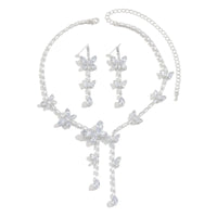 Women's fashionable butterfly tassel zircon necklace earring jewelry set, with a light luxury design and a high-end feel