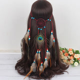 Fashion Boho Style Feather Headband Hairpiece Beads Feather Headdress Handmade Girls Hair Accessories High Quality