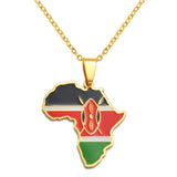 3CM Hip-Hop Africa Map Pendant Necklaces Stainless Steel Jewelry Kenya Mali Senegal Somalia Ghana Sierra Leone Liberia #350221