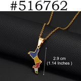 Anniyo Seychelles Mahe and Praslin Island Map Flag Coco De Mer Pendant Necklaces for Women Stainless Steel Jewelry #516462