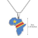 3CM Hip-Hop Africa Map Pendant Necklaces Stainless Steel Jewelry Kenya Mali Senegal Somalia Ghana Sierra Leone Liberia #350221