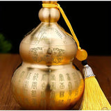 Brass Gourd Feng Shui Ornament with Tassel - Symbol of Good Luck and Wealth Tabletop Storage Brass Gourd Decor