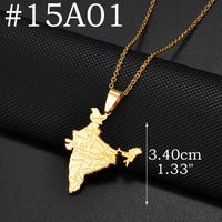 Anniyo India Pakistan Bangladesh Map Pendant Necklaces for Women Stainless Steel Jewelry #518462