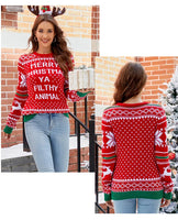 2025 Winter Women Christmas Knit Sweaters Chic Elk Print Jacquard Knitwear Long Sleeve O Neck Pullover Top Soft Warm Jumper Y2k