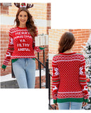 2025 Winter Women Christmas Knit Sweaters Chic Elk Print Jacquard Knitwear Long Sleeve O Neck Pullover Top Soft Warm Jumper Y2k