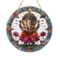 Vibrant Ganesha-The God of Wisdom Suncatcher,2D Round Translucent Hanging,home,room,Hinduism Religious Occasions&Festive Decor