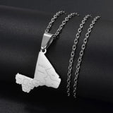 Anniyo Mali Map With Cities Pendant Necklaces Ethnic Jewelry Stainless Steel the Republic of Mali #312921