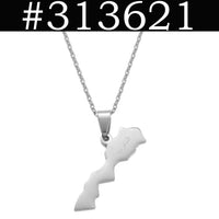 Anniyo Morocco Map Pendant Necklaces for Women Men,Ethnic Jewelry Stainless Steel Le Royaume du Maroc @313621