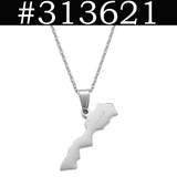 Anniyo Morocco Map Pendant Necklaces for Women Men,Ethnic Jewelry Stainless Steel Le Royaume du Maroc @313621