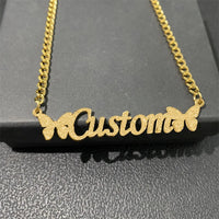 Personalized Custom Double Plated Name Necklace 18k Gold Plated Nameplate Pendant Customized Name Plate Necklace for Women Men