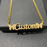 Personalized Custom Double Plated Name Necklace 18k Gold Plated Nameplate Pendant Customized Name Plate Necklace for Women Men