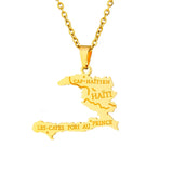 2024 New fashion stainless steel Haiti map pendant necklace for men and women geometric titanium steel pendant ethnic style clav