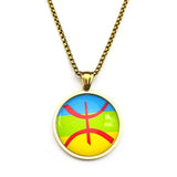 The new fashionable African Berber symbol round pendant necklace is a versatile accessory for both men and women, suitable for c