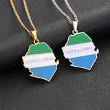 2024 new fashion stainless steel Sierra Leone map pendant necklace temperament everything collarbone chain birthday anniversary