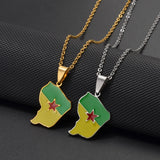 Anniyo French Guiana Map Pendant Necklaces Stainless Steel Guyane Jewelry #004562