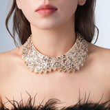 Pearl Beaded Lace Trim Collar Ribbons Women Necklace Wedding Jewelry for Clothes Dress  Beads Crystal Collar Wedding Jewelry