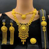 ANIID New Indian 24K Gold Color Long Necklace Set Nigerian Party Bridal Wedding Ethiopian Luxury Dubai Jewelry Wholesale Gifts