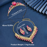 Ladies' Fashion Design Crown Necklace Earrings Jewelry Set Suitable for Wedding, Party, Festival Gifts