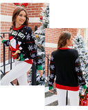 Fairyshely 2025 Autumn Winter O Neck Knitted Sweater Women Casual Christmas Patchwork Pullover Ladies Long Sleeve Loose Jumper