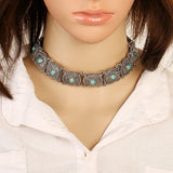 Vintage Alloy Carved Sun Pattern Choker Necklace for Women Traditional Boho Ethnic Round Collar Necklaces Statement Jewelry Gift