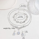 4PC women's fashionable rhinestone water droplet necklace earrings bracelet jewelry set wedding banquet party holiday gift