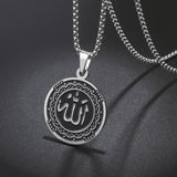 Exquisite Stainless Steel Islamic Muslim Calligraphy Arabic Pendant Necklace Men Women Religious Jewelry Accessories