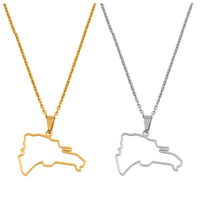 Anniyo The Dominican Republic Pendant Necklaces Dominicana Map Jewelry Stainless Steel For Women Girls #057421