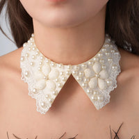 Pearl Beaded Lace Trim Collar Ribbons Women Necklace Wedding Jewelry for Clothes Dress  Beads Crystal Collar Wedding Jewelry