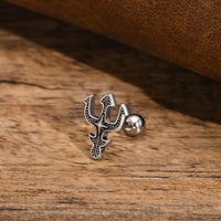 Punk Men's Trident Stud Earrings, Ancient Greek God Poseidon Neptune Earrings Stainless Steel Ear Gifts for Him Jewelry