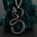 Retro Ferocious Eye Snake King Pendant Unisex Fashion Animal Snake 316L Stainless Steel Pendant Necklace Gift Jewelry Wholesale