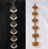 Vintage Hollow Hair Accessories For Women Crystal Stone Simulated Pearl Beads Tassel Head Chain Ethnic Style Women's Accesories