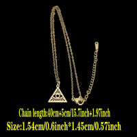 Stainless steel hollowed-out triangular devil's eye pendant necklace, square pendant collarbone chain women's accessories