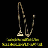 Stainless steel hollowed-out triangular devil's eye pendant necklace, square pendant collarbone chain women's accessories