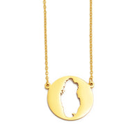 Anniyo Round Qatar Map Pendant Necklaces Stainless Steel Jewelry Qataris Maps for Women Girls #264621