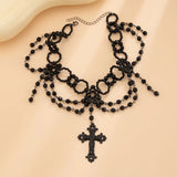 Ingemark Halloween Gothic Big Cross Jesus Pendant Choker Necklace for Women Multilayer Metal Chain Part Jewelry Accessories New