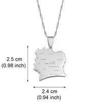 Anniyo COTE D IVOIRE Map With City Pendant Necklaces Ivory Coast Country Map Jewelry @245321