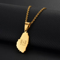 Anniyo 2.4CM ST.Vincent Map Flag Pendant Necklaces Saint Vincent Ethnic Jewelry Stainless Steel #004062