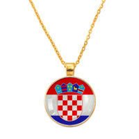 Anniyo Croatia Flag Pendant Necklaces for Women Men Hrvatska Jewelry #D0057