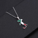 Italian map pendant stainless steel necklace famous ethnic style female niche design sense of light luxury geometric drip oil je