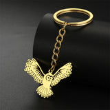 My Shape Phoenix Bird Keychains Stainless Steel Flying Animal Owl Eagle Wings Pendent Keyring for Car Backpack Amulet Jewelry
