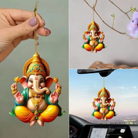 Ganesha Versatile Pendant Keychain,Eastern Elements 2D Flat Acrylic Ornament,Hanging Decoration for Car,Bags,Festive,Party,Gift