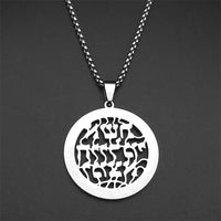 Rhinestones Jewish Hebrew Letter Chai Stainless Steel Necklaces for Women Men Gold Color Jewish Prayer Hebrew Verse Jewelry