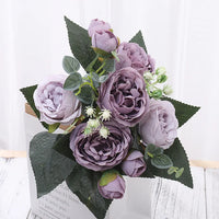 Silk Artificial Flower Rose Peony Bouque Home Decoration Bridal Holding Flower Wedding Decor Bouquet DIY Fake Flower Arrangement