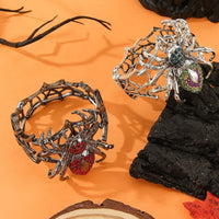 Halloween Jewelry Fun Quirky Alloy Rhinestone Spider Elastic Adjustable Bracelet Bangle For Women Party Accessories